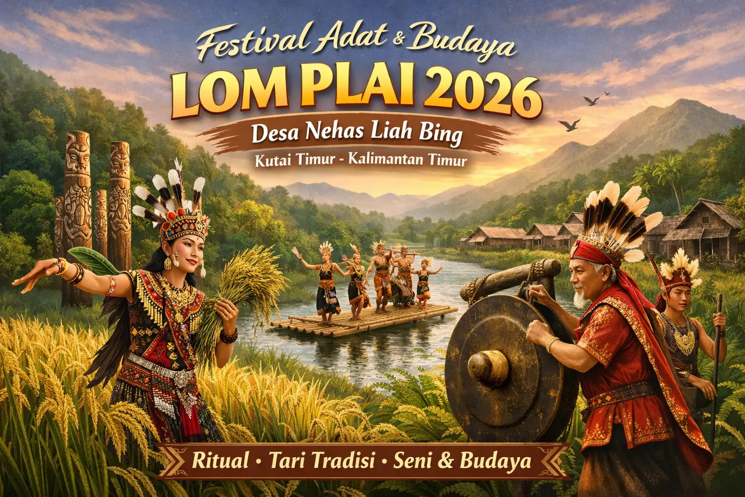 Festival Adat dan Budaya Lom Plai 2026: Pesta Panen Penuh Syukur Suku Dayak Wehea