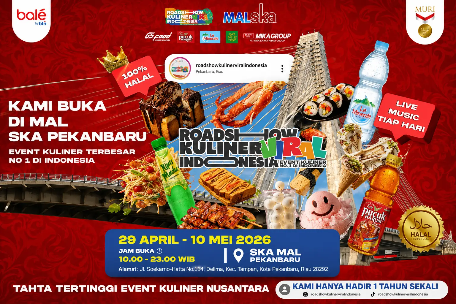Roadshow Kuliner Viral Indonesia di Mal SKA Pekanbaru 2026: Surganya Kuliner Viral!