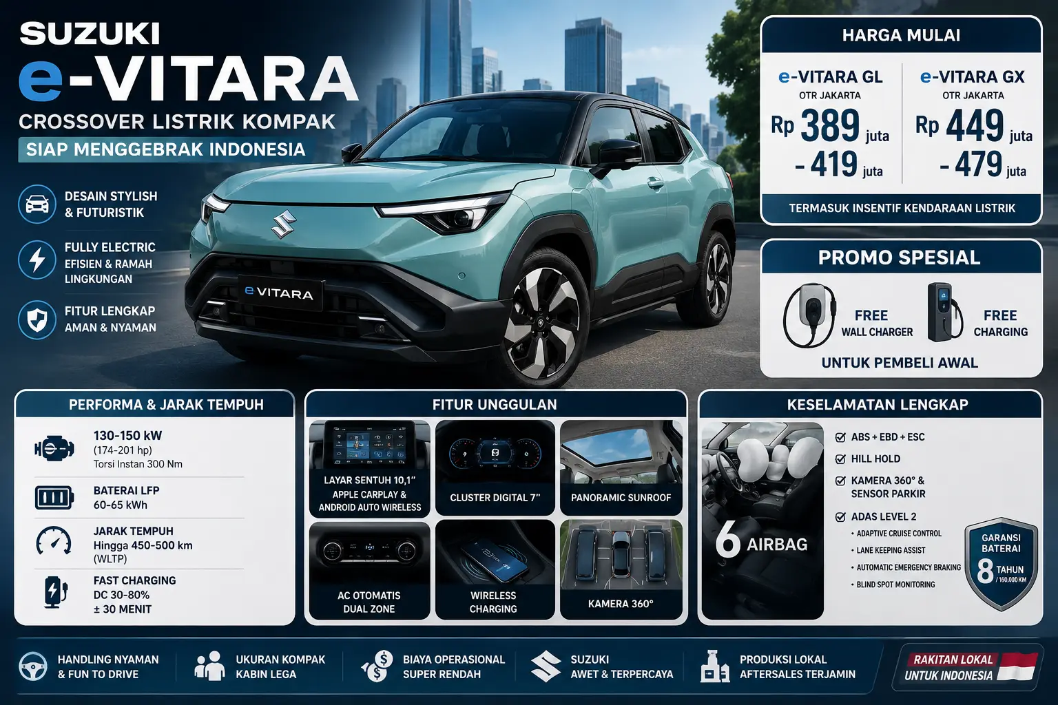 Suzuki e-Vitara: Crossover Listrik Kompak yang Siap Menggebrak Pasar Indonesia